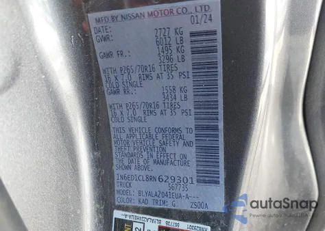 2024 Nissan Frontier King Cab S 4X2 from USA, damaged, VIN 1N6ED1CL8RN629301